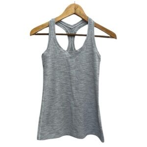 Lululemon Athletica Tank Top Light Gray Striped Racerback Workout Top Size 4